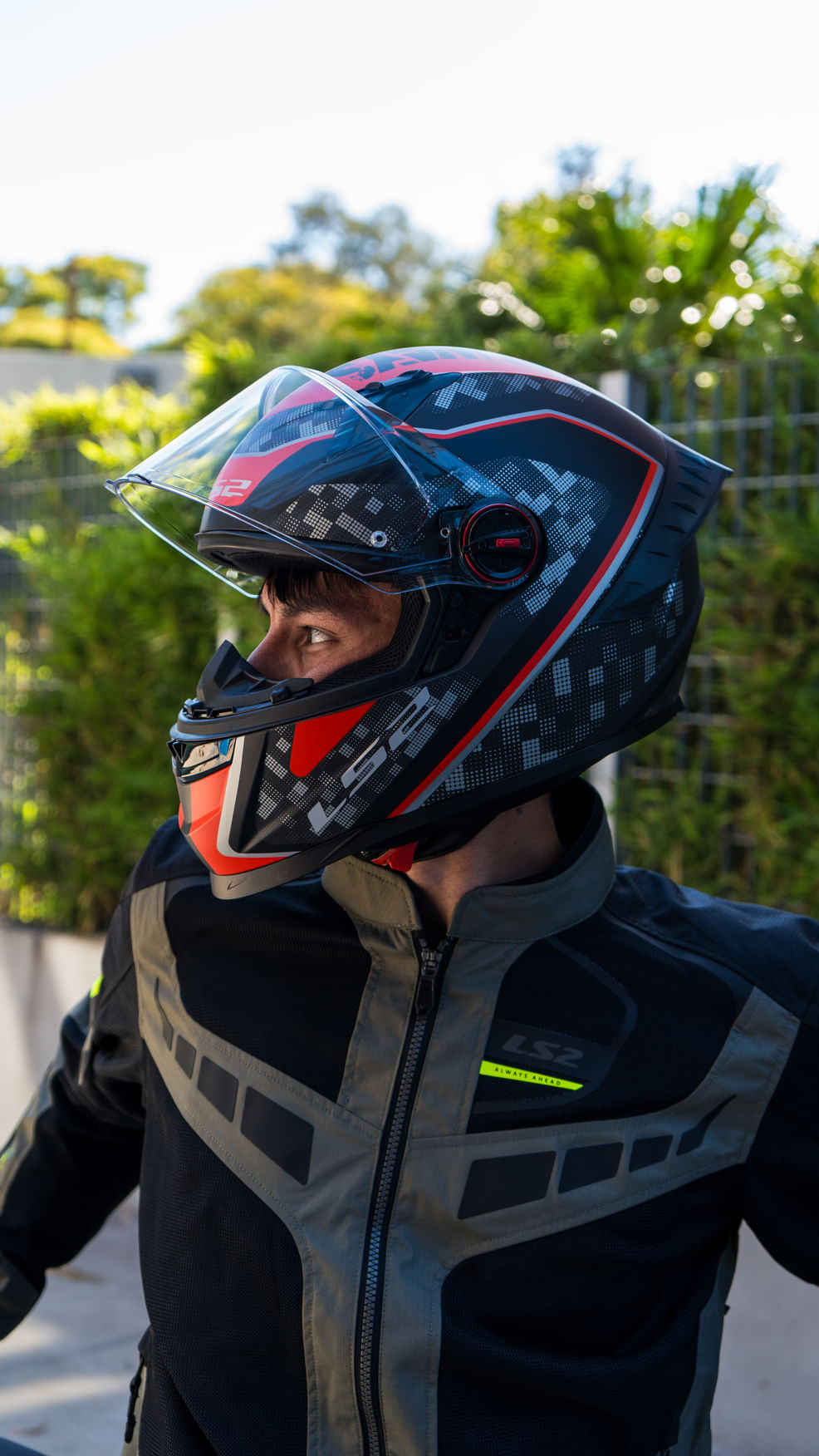 Casco LS2 816 Cosmos Strike Gris / Rojo / Mate